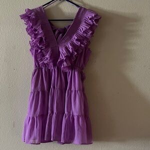 Mustard Seed Purple Ruffle Mini Dress